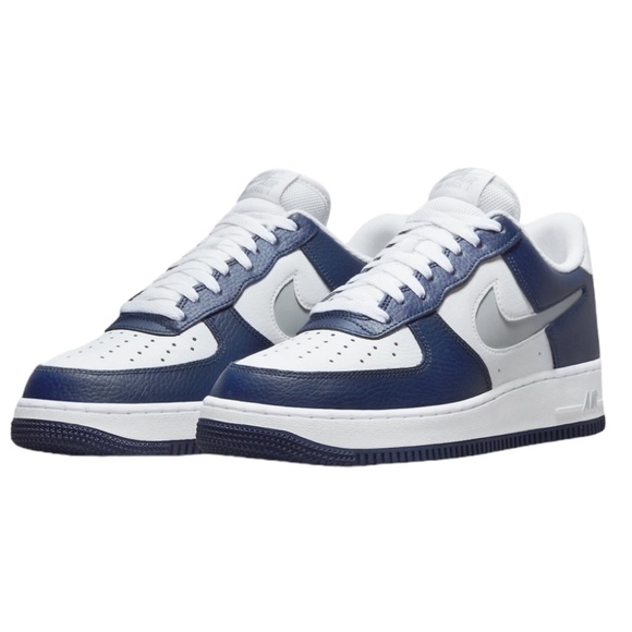 Nike Other - Nike Air Force 1 Low Men’s White & Navy Sneakers Size 7.5